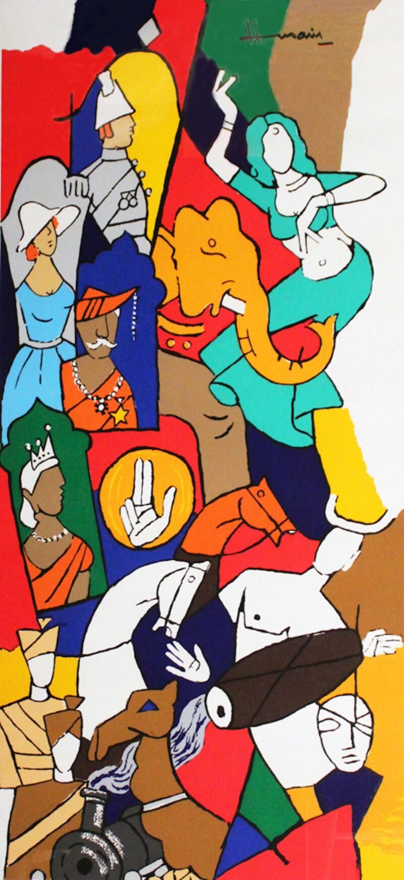M.F Husain british raj series - Procession (1999)