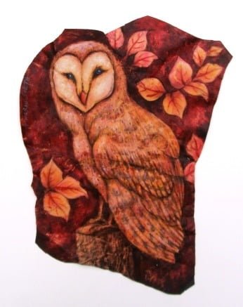 owl leather painting