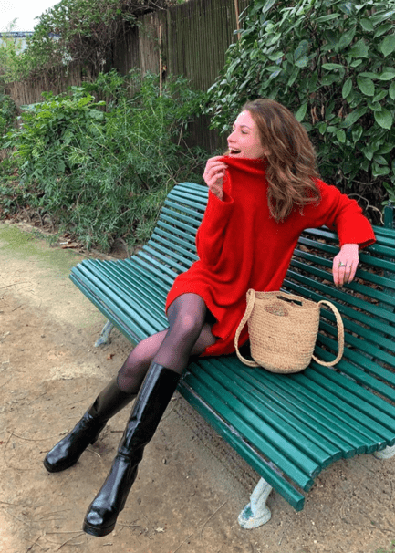 red oversized jumper
