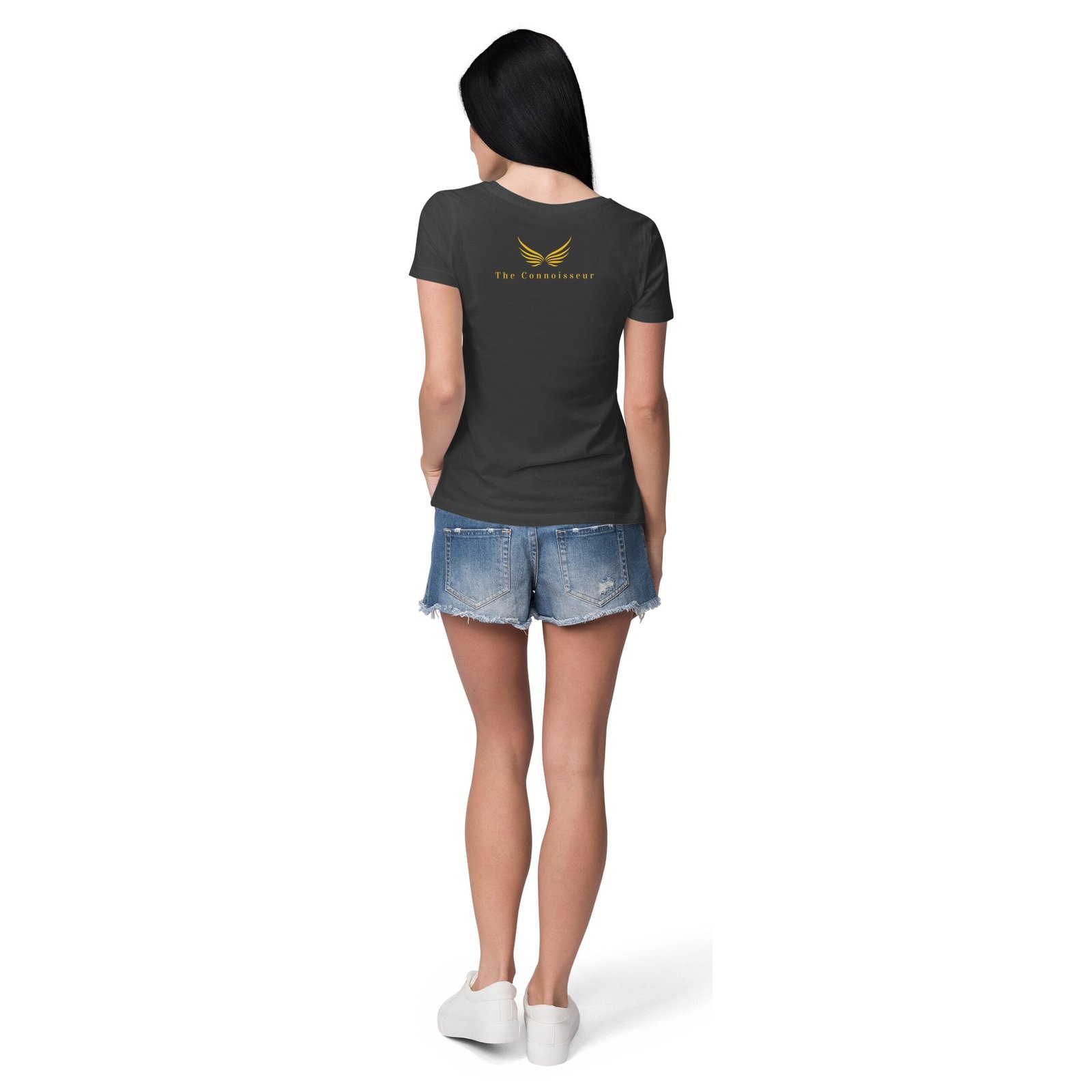 women black crew neck tshirt